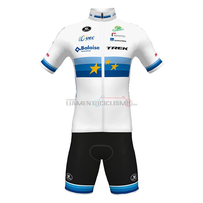 Abbigliamento Ciclismo European Champion Trek Manica Corta 2022 Bianco Rosso
